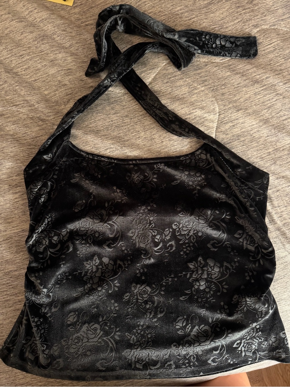 Maeve Black Velvet Floral Halter Camisole